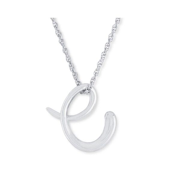 Sterling Silver 'E' Initial Pendant Necklace Style Chic Elegant Fashion Stunning - Picture 3 of 4